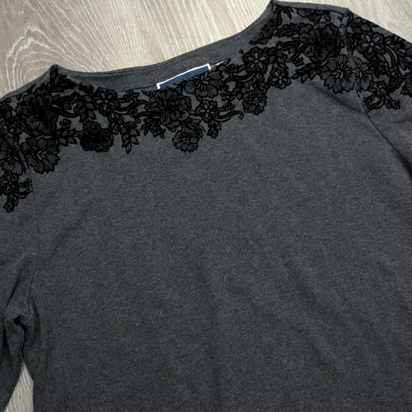 KAREN SCOTT | velvet overlay sweater blouse - Picture 6 of 7